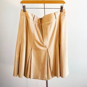 H Hilfiger Tan Cotton French Pleat Skirt